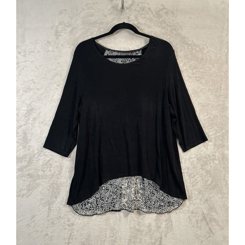 Chicos Travelers Split Back With Animal Print Tunic Top Size 2X And Size 20/22